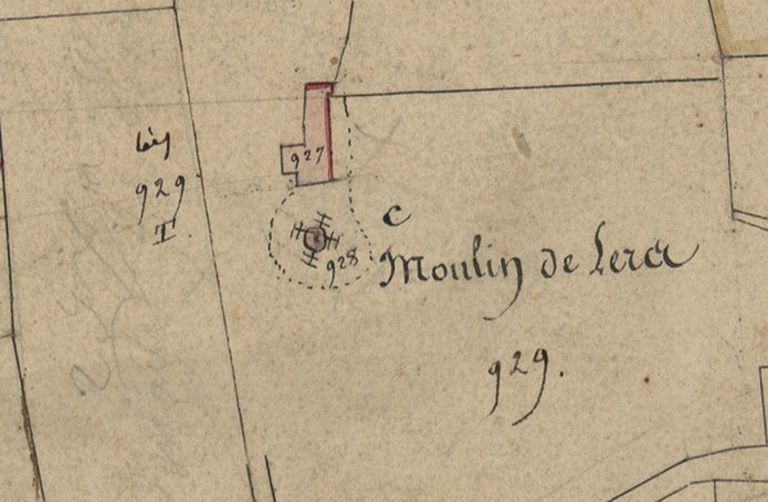 Extrait du plan cadastral, section A : moulin de Lers, 1832.