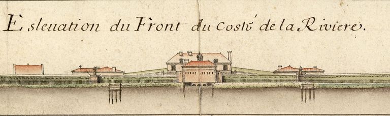 Plan et profils du fort de Médoc, détail : Elévation du front du côté de la Rivière.