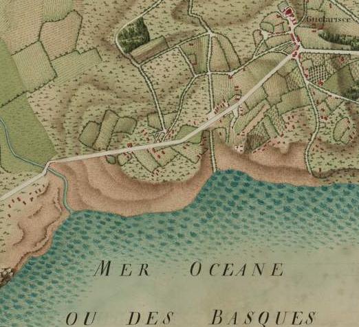 Le quartier de Parlementia et sa plage au 18e siècle. Détail de l'Atlas de Trudaine, 3e quart du 18e siècle.