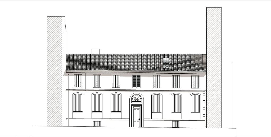 Élévation orientale de la maison (relevé Triode Architectes, 2021).