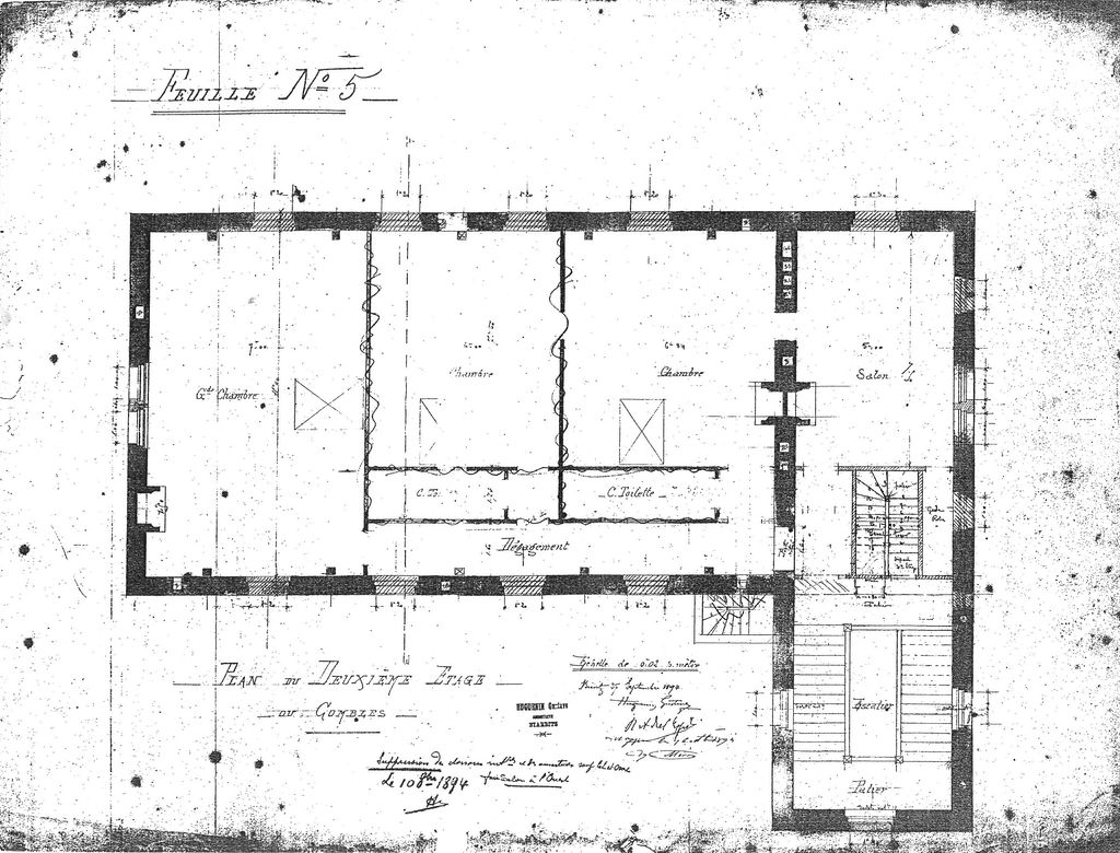 Plan du 2ème étage, 1894, Gustave Huguenin.