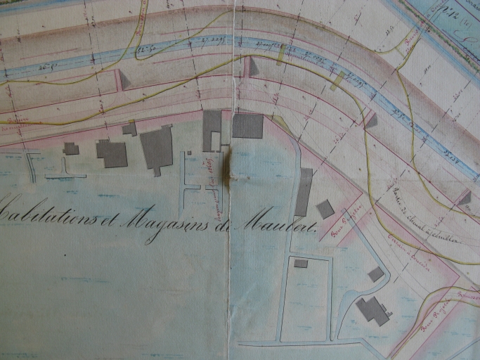 Projet de rectification du chenal par l'ingénieur Lessore, en 1841 : le hameau de Port-Maubert.