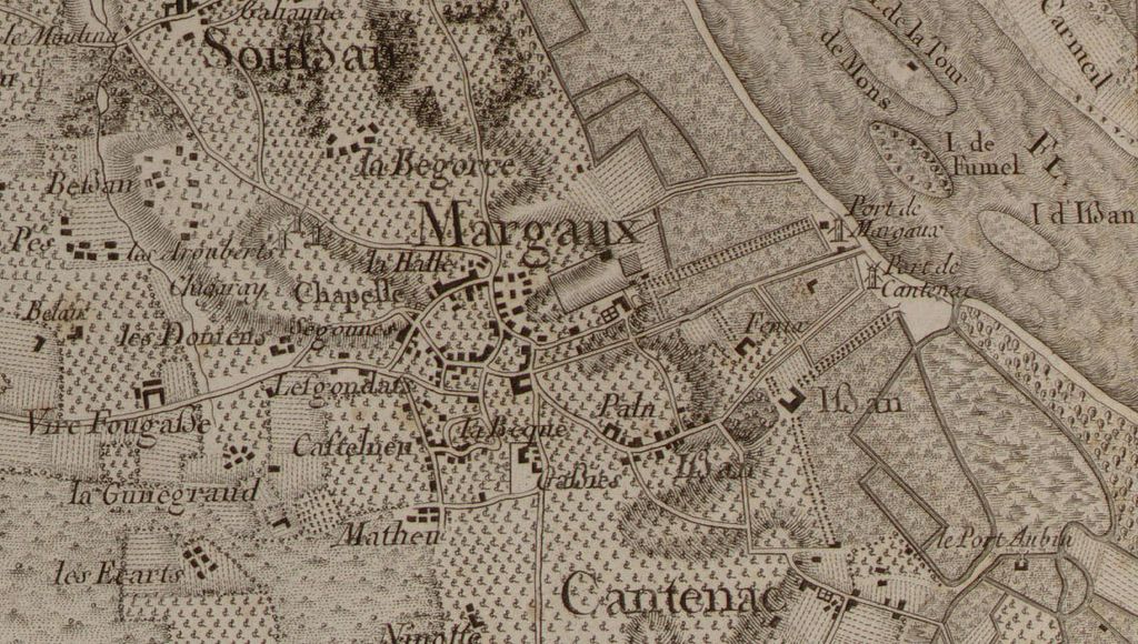 Extrait de la carte de Belleyme, indiquant le lieu-dit Port-Aubin vers 1760.