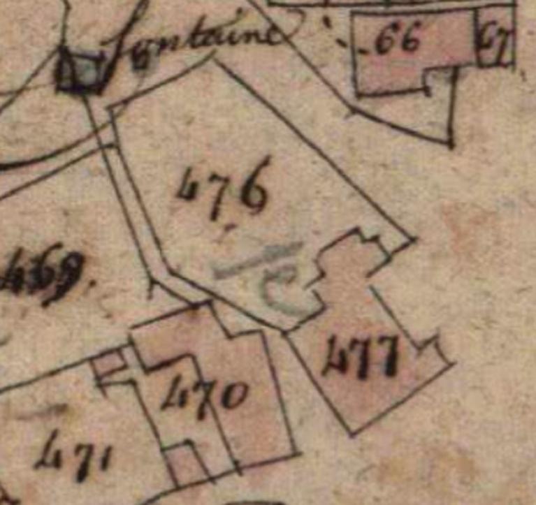 Plan cadastral de 1831: section D, parcelle 476 et 477.