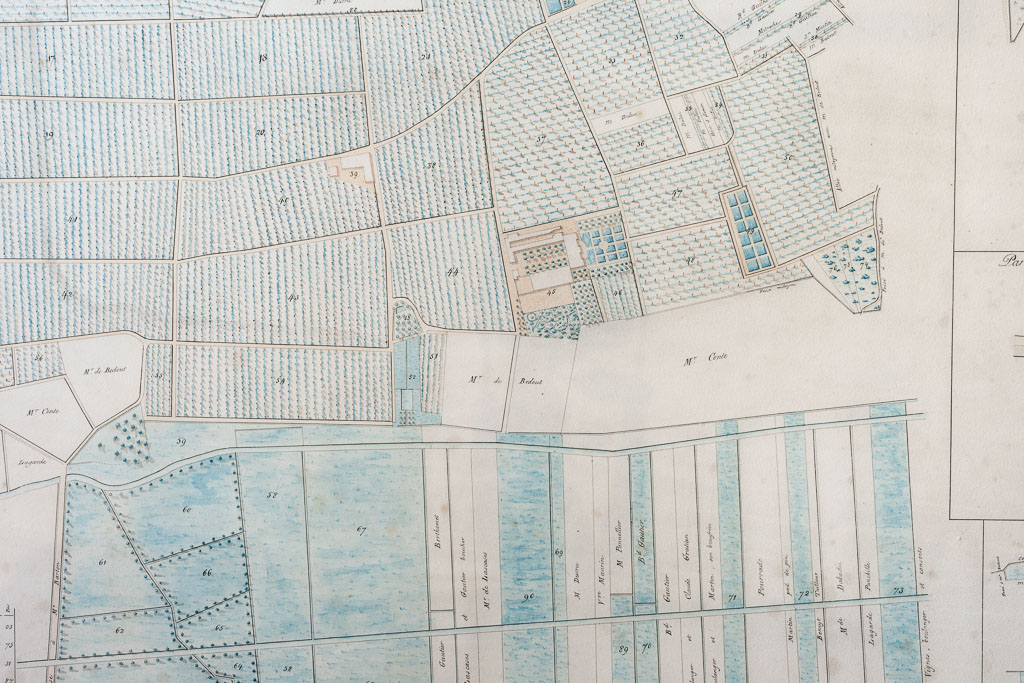 Plan du domaine en 1823 : détail des bâtiments.