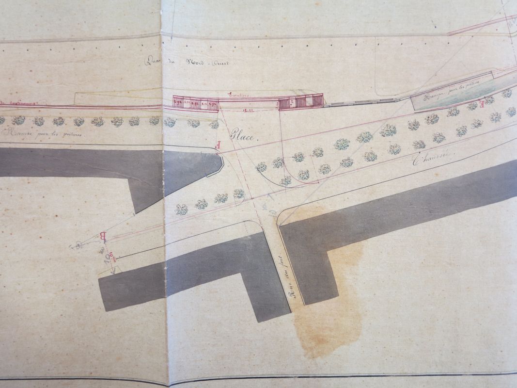 Projet d'aménagement du port en 1857 par l'ingénieur Botton : création d'escaliers entre le quai Amiral-Meyer et le boulevard Thiers.