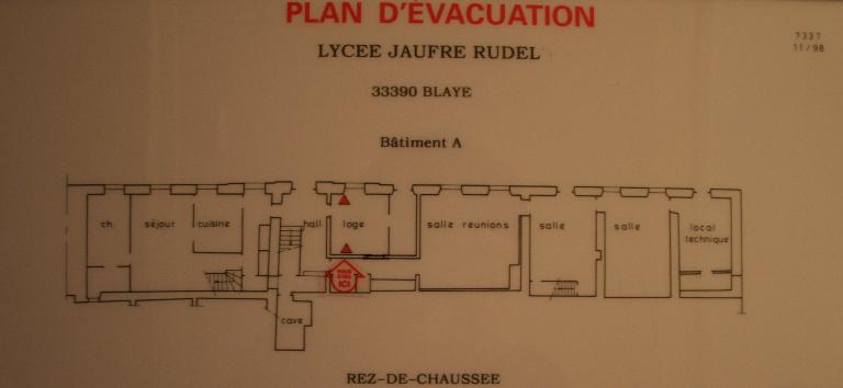 Plan d'évacuation : plan au rez-de-chaussée du bâtiment 