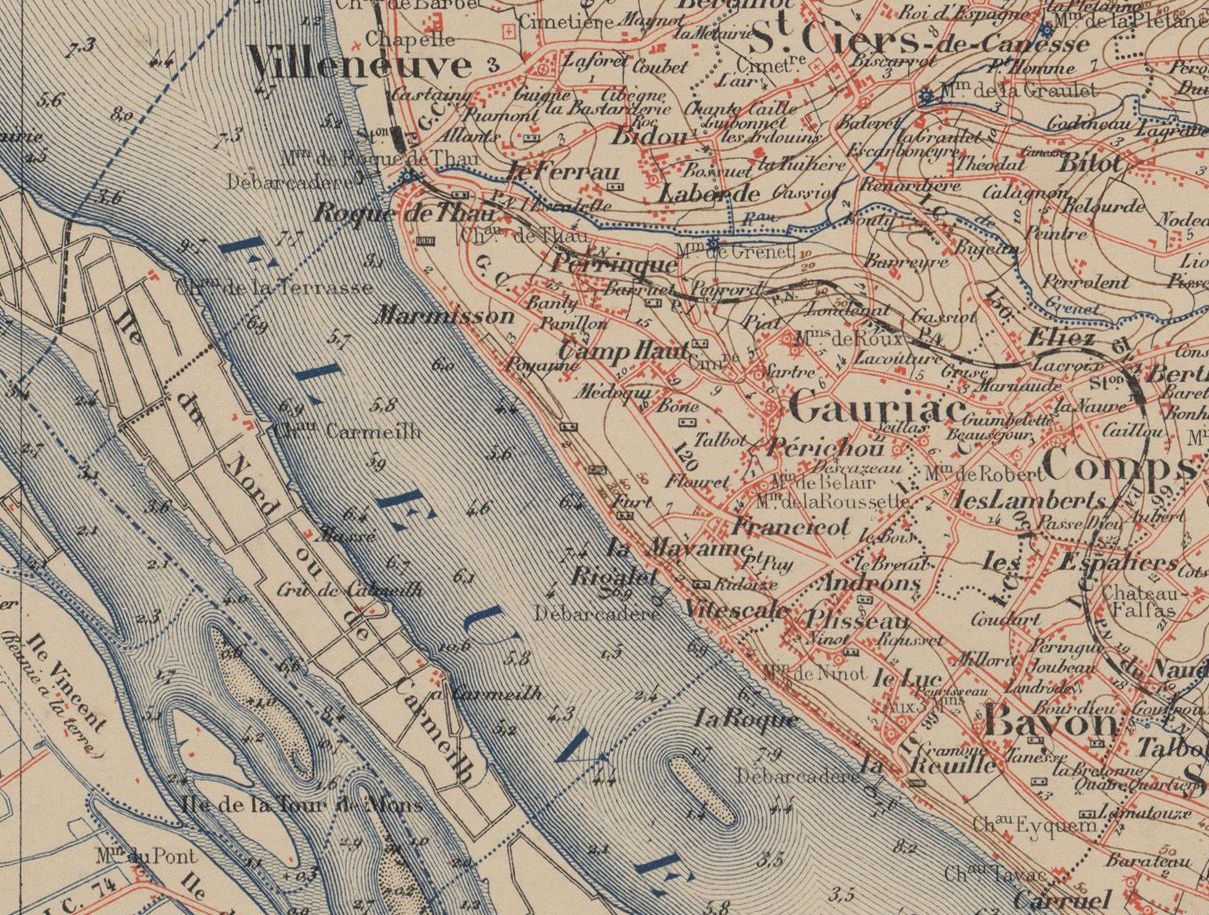 Extrait de l'Atlas du Département de la Gironde, publié en 1888.