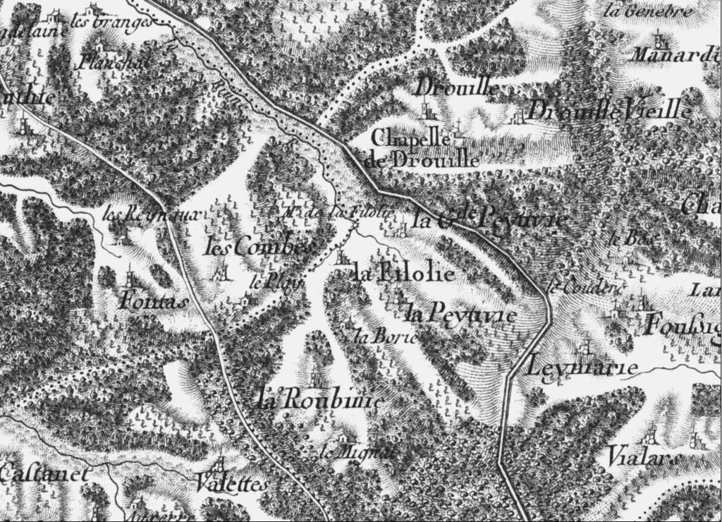 Le domaine de la Grande Filolie en 1769 d'après la carte de Belleyme (planche n° 23).