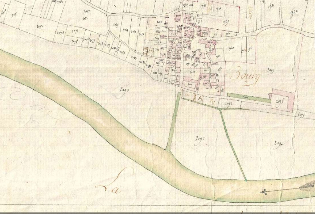 Le bourg et le port sur le plan cadastral de 1812, section F3.