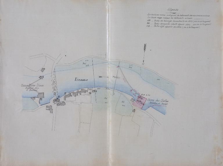Plan montrant les dispositions des usines Desselas et Dordet, aux Seilles. 31 janvier 1889.