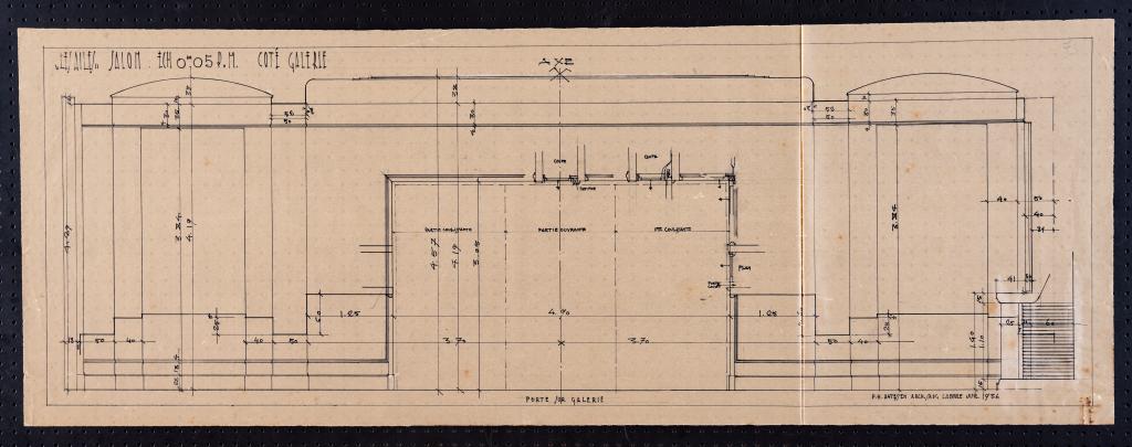 Salon, rez-de-chaussée, élévation du côté de la galerie (pièce centrale), P. H. Datessen, La Baule, juillet 1936.