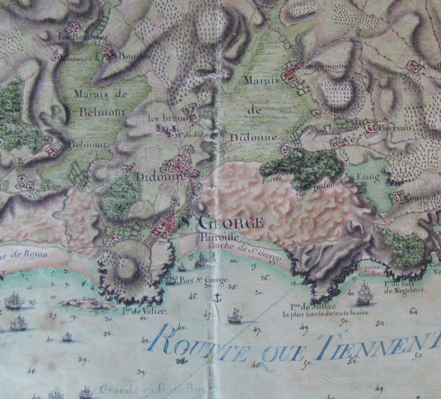 Saint-Georges-de-Didonne sur la carte de l'estuaire de la Gironde par Desmarais en 1759.