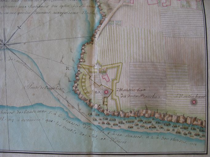 Extrait d'un plan de Talmont en 1706 : projet de fortification à la pointe de Cornebrot.