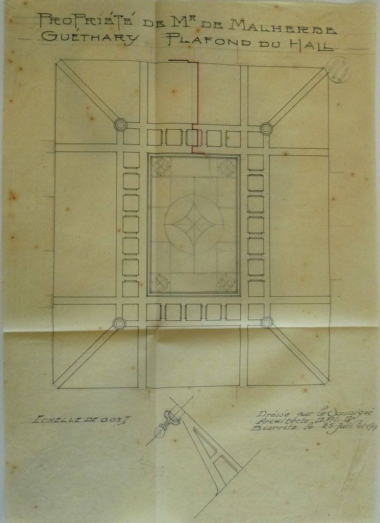 Plan du plafond du hall, 25 juillet 1917.