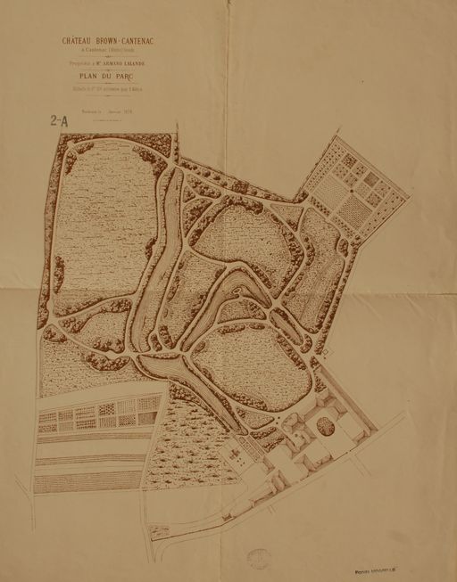 Plan du parc. Ernest Minvielle (architecte), janvier 1874.