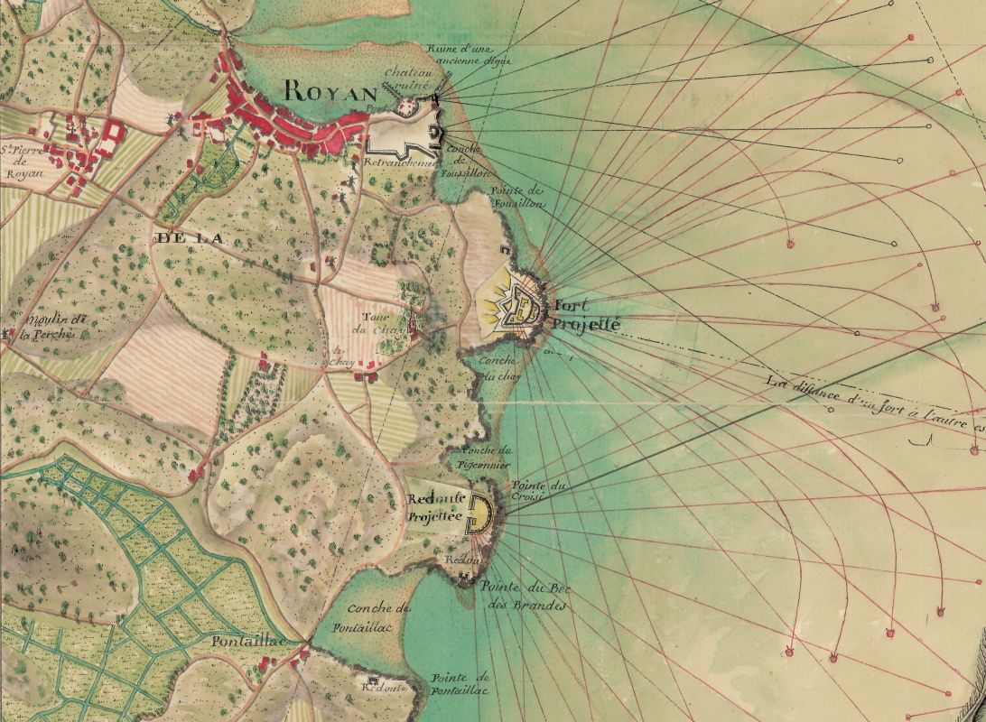 Le fort projeté à la pointe du Chay en 1772 : carte d'ensemble.