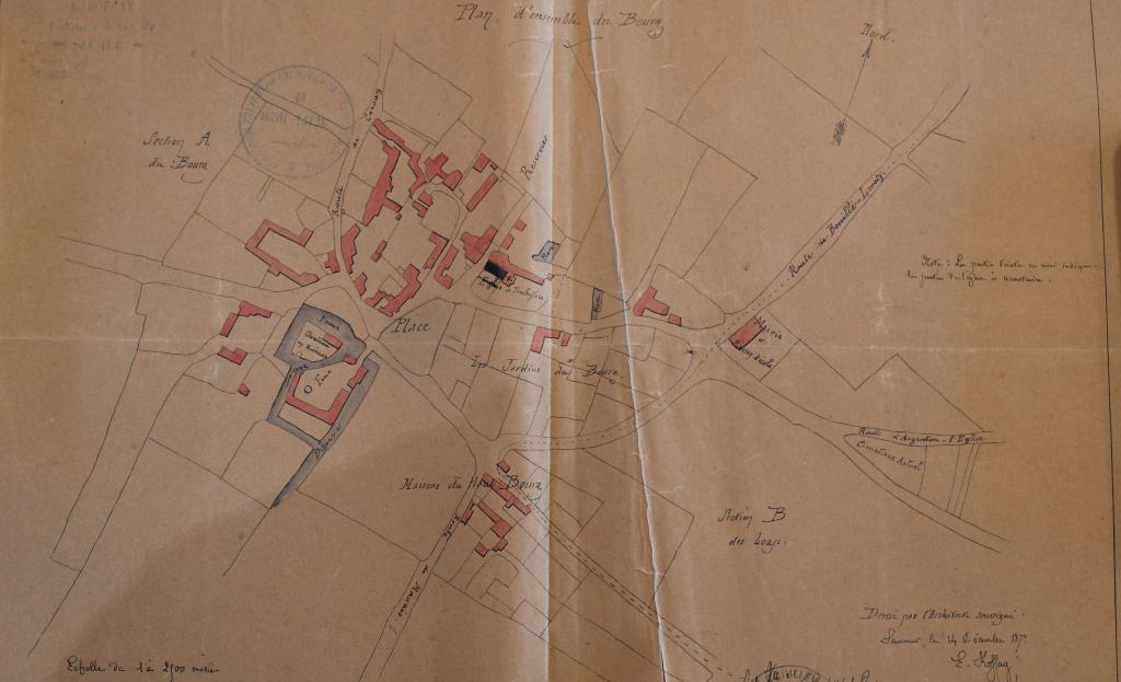 Plan représentant le bourg en 1877.