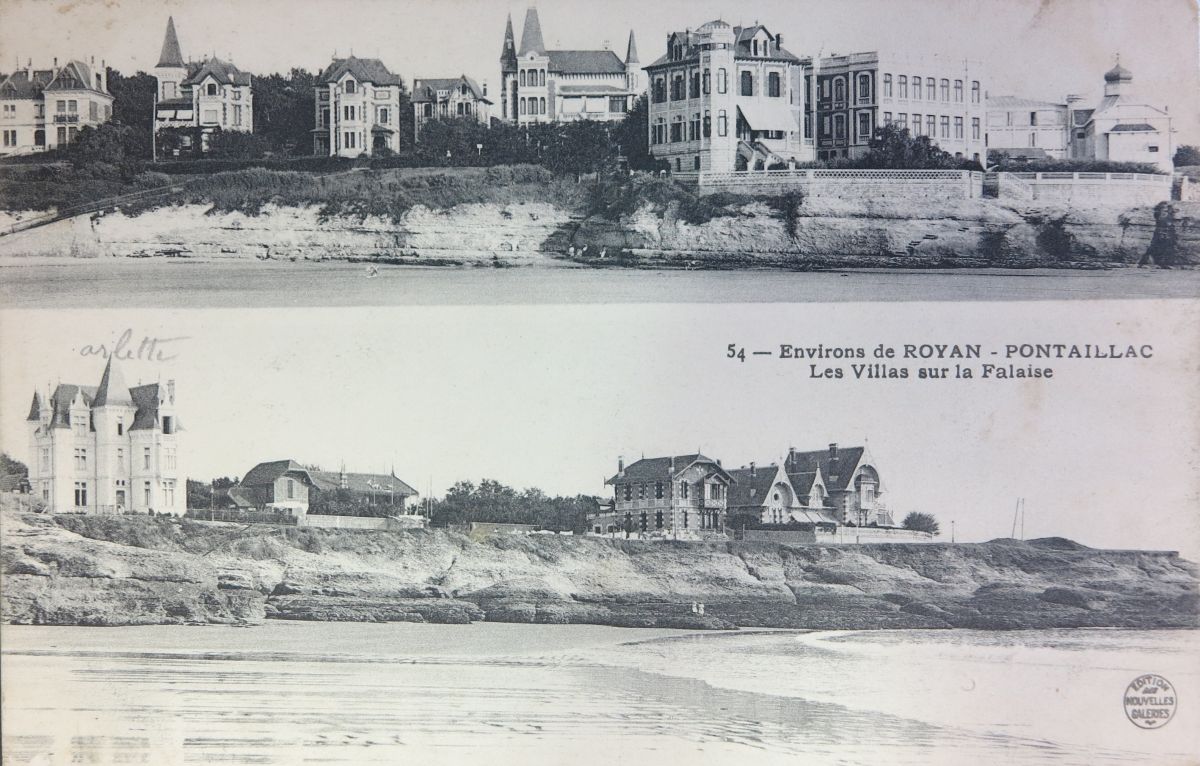 Villas le long du côté est de la conche de Pontaillac sur une carte postale du début du 20e siècle.