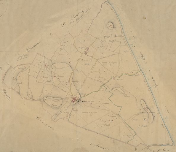Plan d'assemblage de la commune du cadastre napoléonien de 1832.
