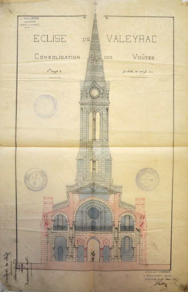 Plan de consolidation des voûtes, Valleton (architecte), 15 mai 1897.