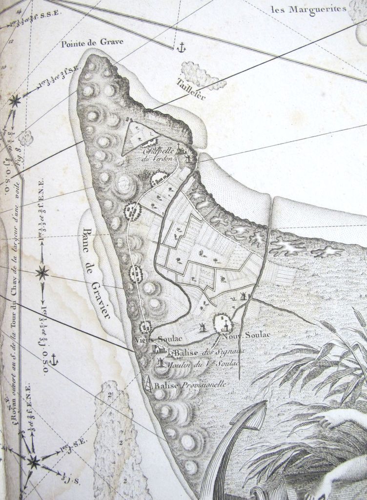 Carte de l'Entrée de la rivière de Bordeaux, 1776-1798 : détail.