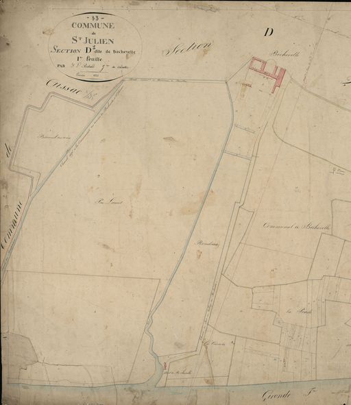 Extrait du plan cadastral de 1825 : indication du port de Béchevelle.
