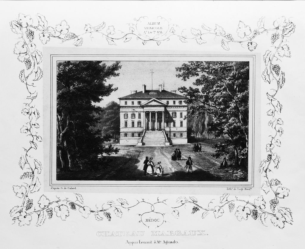 Lithographie (vers 1835) : château Margaux appartenant à Mr Aguado.
