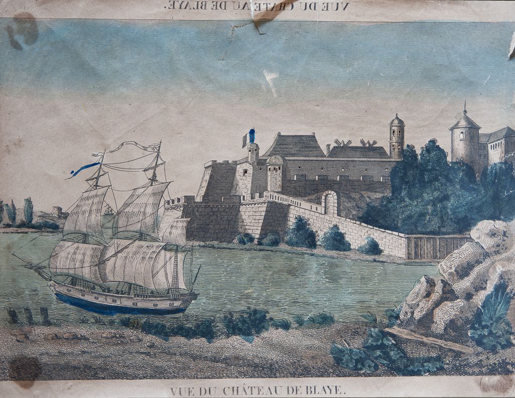 Vue du château de Blaye. Lithographie, s.d., 1ère moitié 19e siècle (collection particulière).