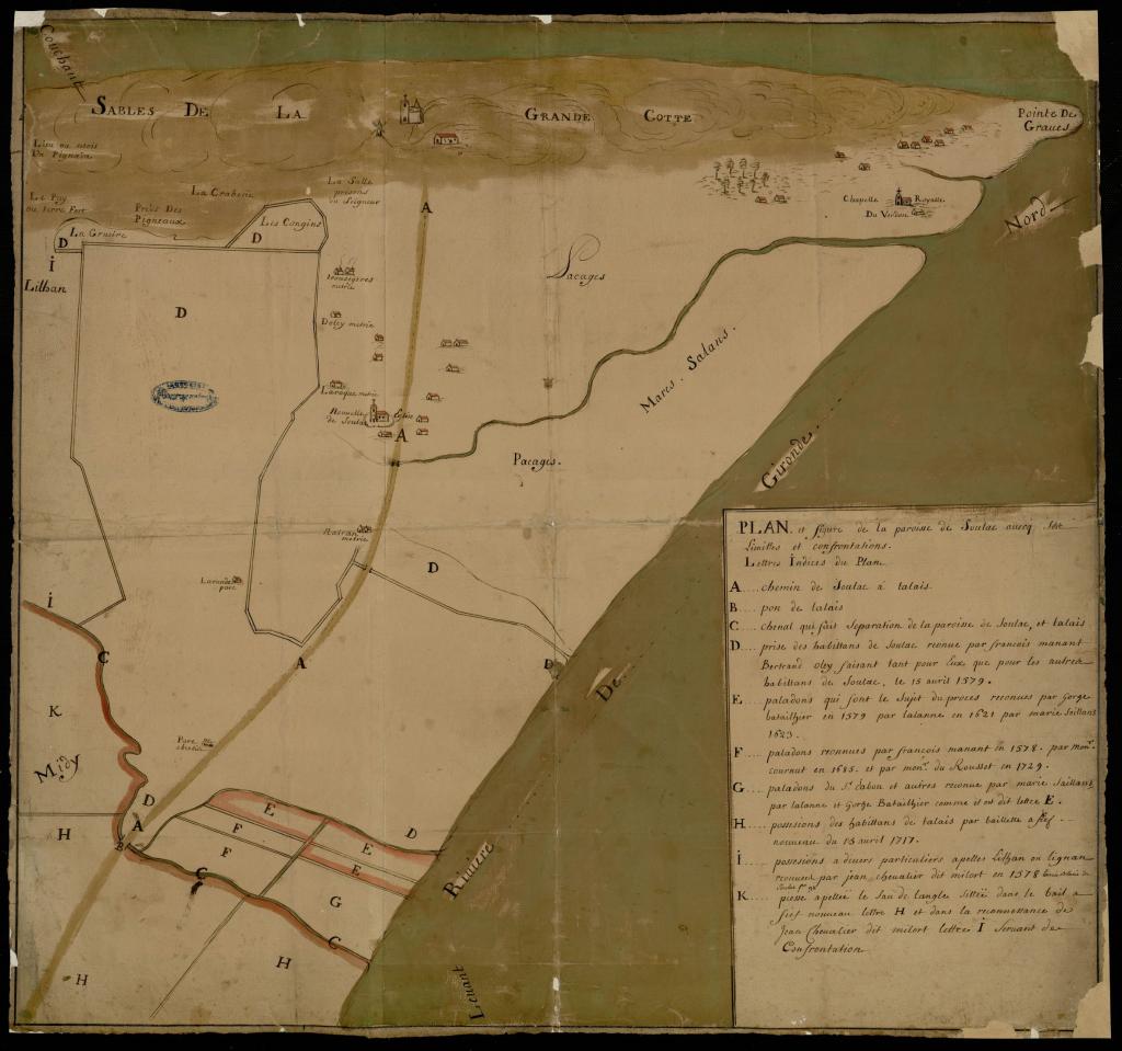 Plan et figure de la paroisse de Soulac [...], 2e moitié 18e siècle.