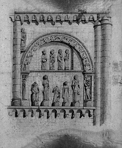Collection privée. Dessin ancien avec l'arcature sud du deuxième niveau.