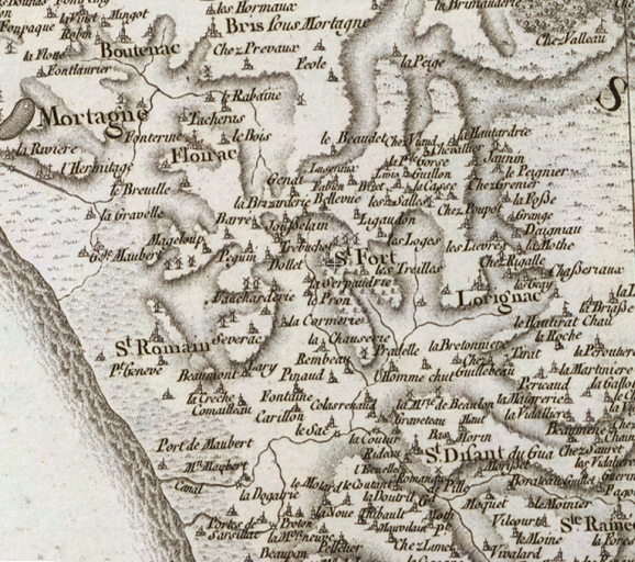 Saint-Fort sur la carte de Cassini, vers 1750.