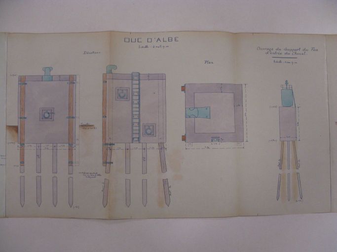 Elévations et plan d'un des ducs-d'Albe, projet en 1932.