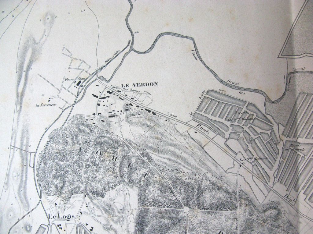 Plan général des travaux de défense de la pointe de Grave, 1er avril 1855 : détail du village du Verdon.