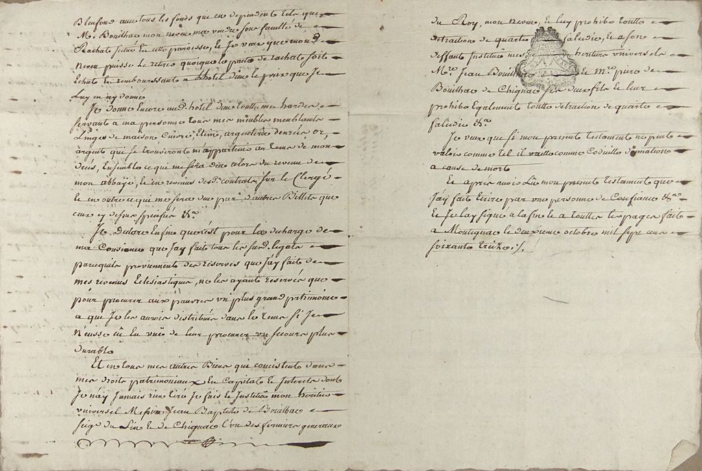 Annexe. Testament de Pierre de Bouillac, abbé de Souillac, en faveur de l'hôpital de Montignac, pages 2 et 3