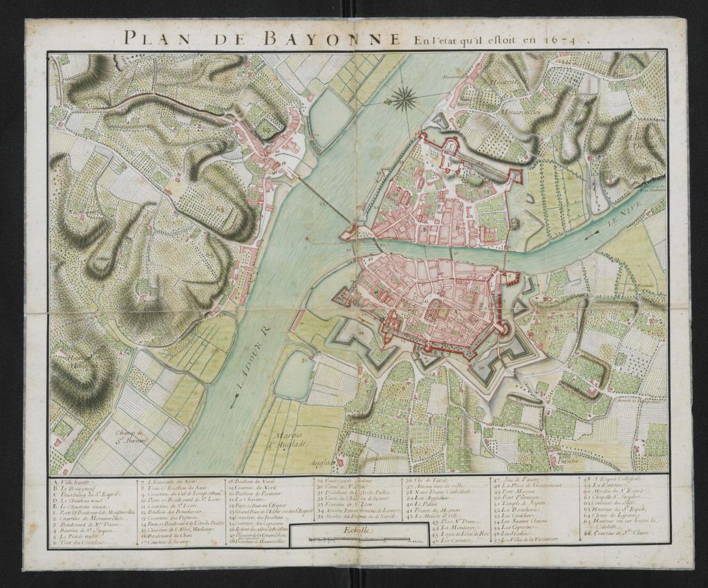 Plan de Bayonne en l’état qu’il estoit en 1674.