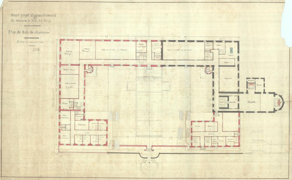 Plan du rez-de-chaussée (non réalisé), 1882.
