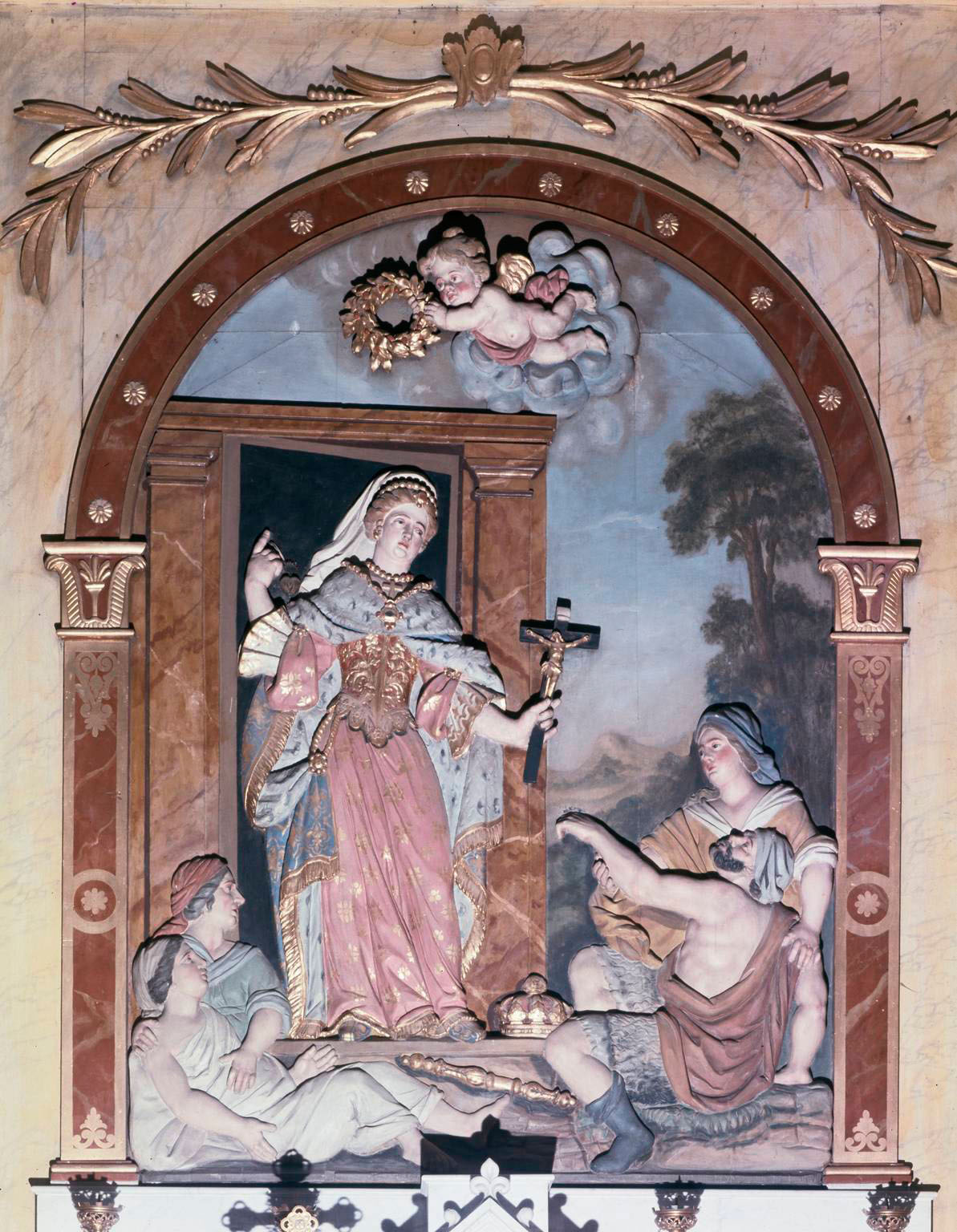 Autel de Sainte Radegonde : détail du bas-relief.