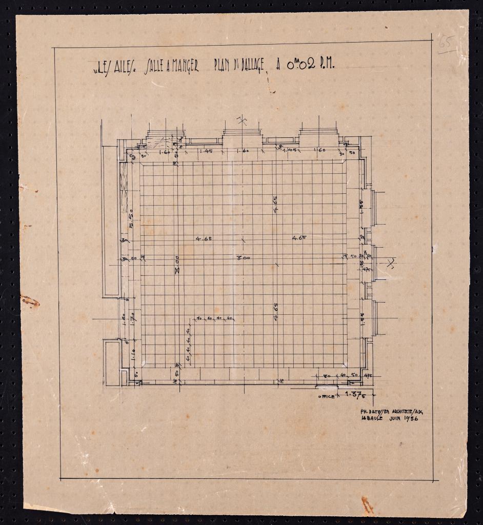 Salle à manger, rez-de-chaussée : plan du dallage, P. H. Datessen, La Baule, juin 1936.