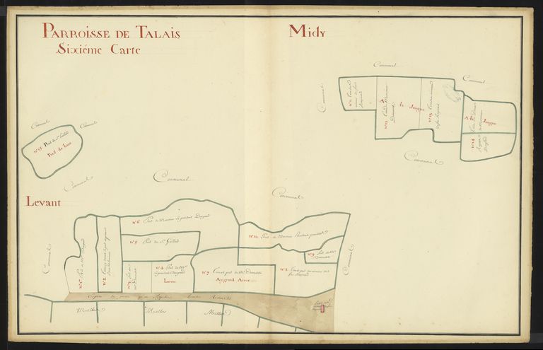 Plan de la paroisse de Talais, 2ème moitié du 18e siècle : sixième carte.