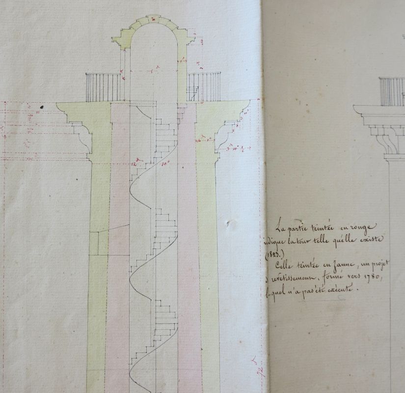 Projet (non réalisé) d'enveloppe en maçonnerie autour du phare, 1823.