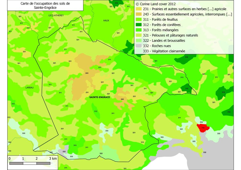 Carte de l'occupation des sols de Sainte-Engrâce
