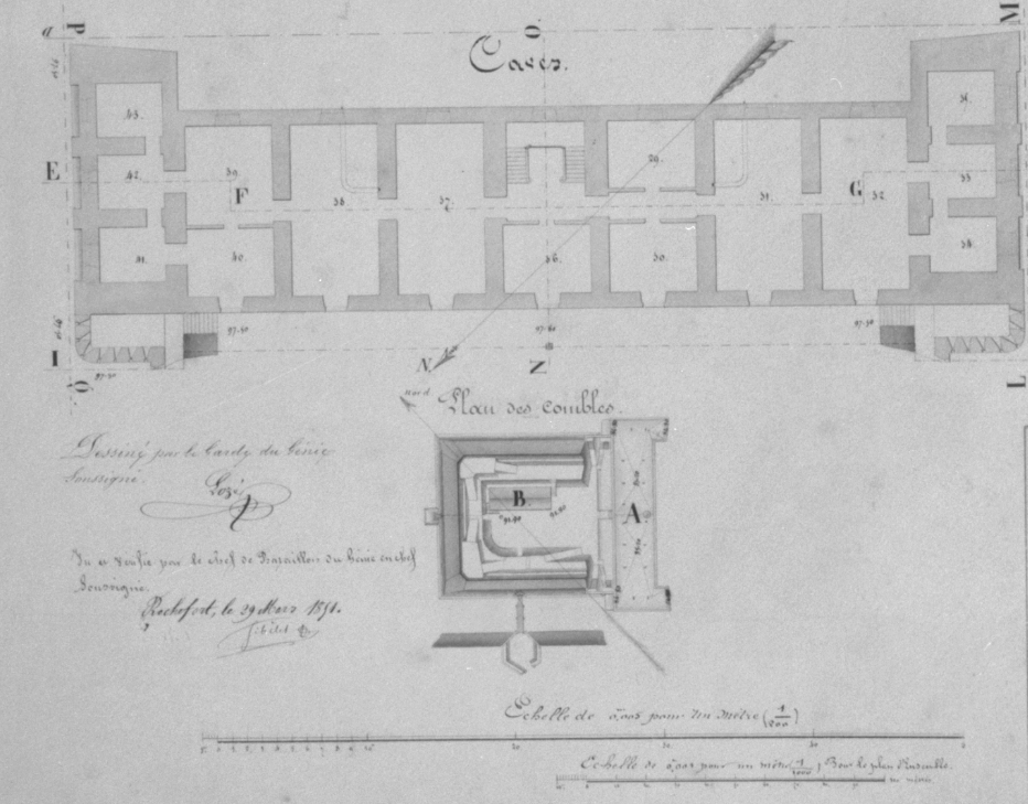 Détail : plan du fort en 1851, après la construction de la caserne. 