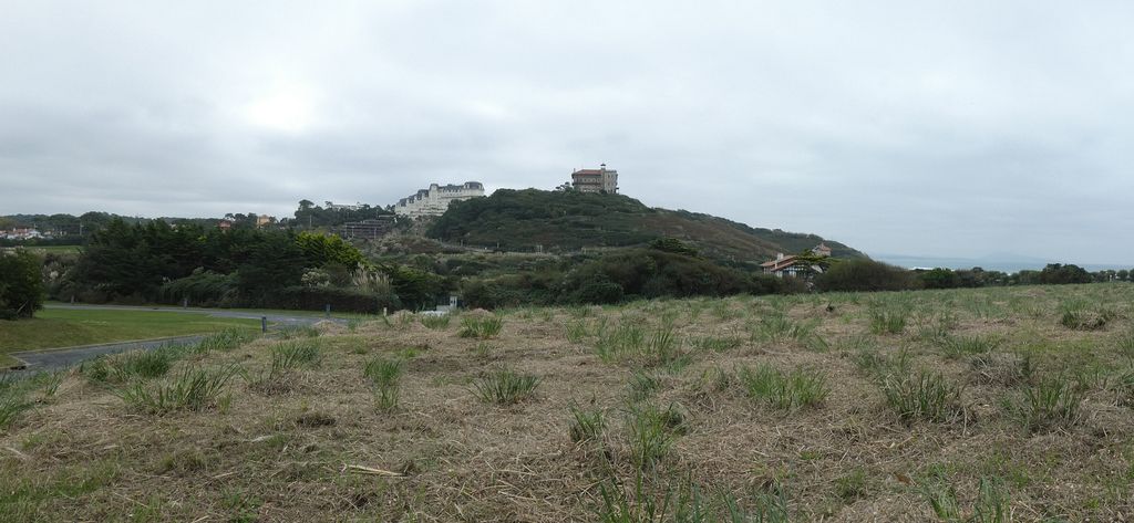 Vue de la falaise d'Ilbarritz et du château depuis le nord. 