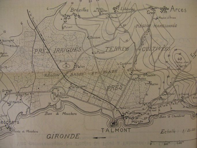 Plan de la voie ferrée construite à travers les marais par les Américains en 1918.