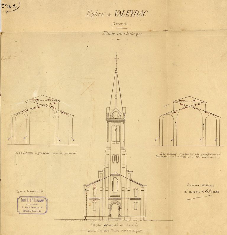 Étude de chaînage, Lamy et Le Coader (architecte), 28 juillet 1900.
