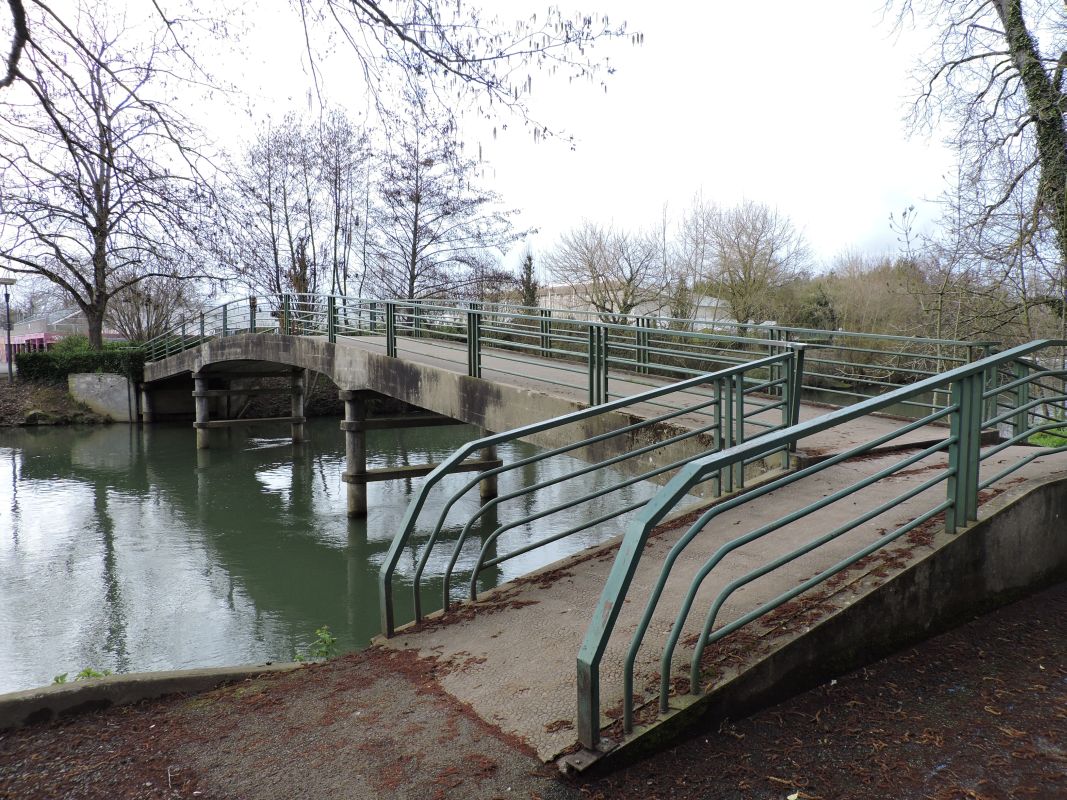 La passerelle qui relie le jardin des plantes et le Pré Leroy.