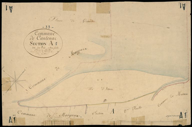 Plan cadastral de 1826, Section A1, île d'Issan.