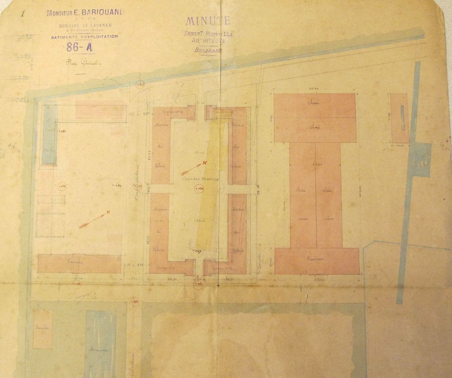 Domaine de Lacanau : bâtiments d'exploitation, plan général, 14 novembre 1888 : détail.
