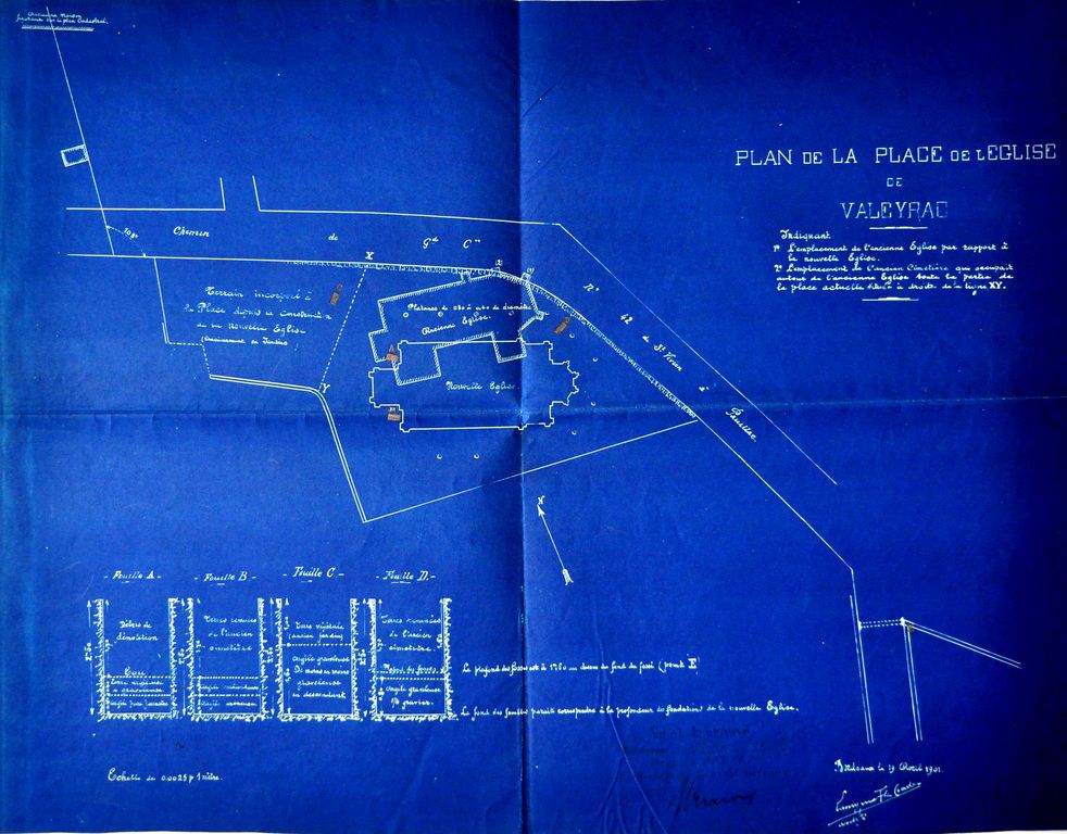 Plan de la place de l'église, Lamy et Le Coader (architectes), 1901.